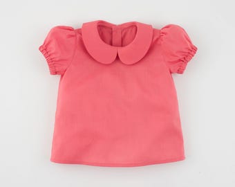 Baby Blouse PDF Sewing Pattern – Instant download – Peter Pan Collar Blouse with Puff Sleeves