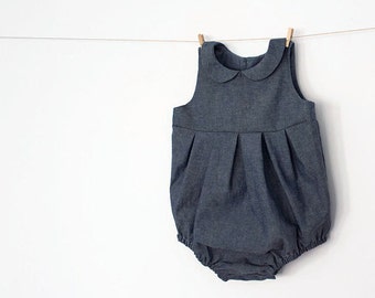 Baby Romper PDF Sewing Pattern –  Peter Pan Collar & Pleats