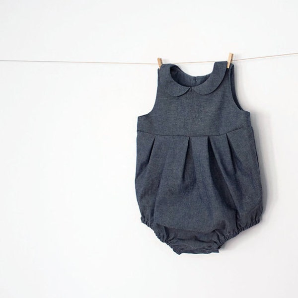 Baby Romper PDF Sewing Pattern –  Peter Pan Collar & Pleats