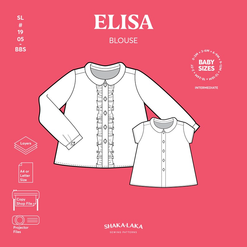 Baby Girl Blouse PDF Sewing Pattern – Button-down With Peter Pan Collar ...