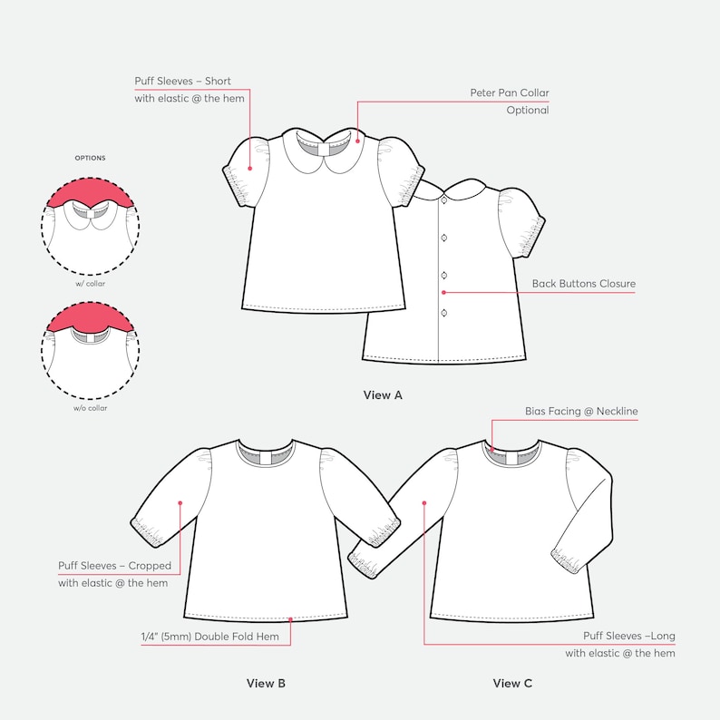 Baby Peter Pan Collar Blouse With Puff Sleeves – Pattern PDF Sewing ...