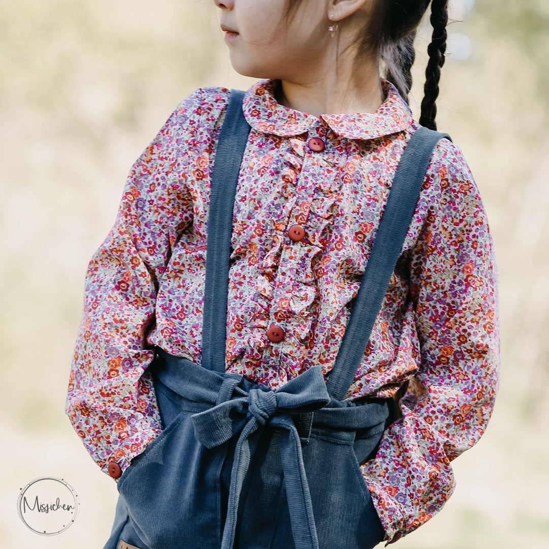 Baby and Girl Button-down Blouse With Peter Pan Collar – Long or Short ...