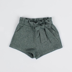 Baby Shorts Pants Sewing Pattern – Paper Bag High Waist – PDF Instant download – Trousers Option