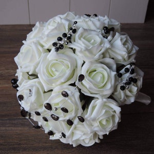 Artificial White Rose Wedding Bouquet image 2