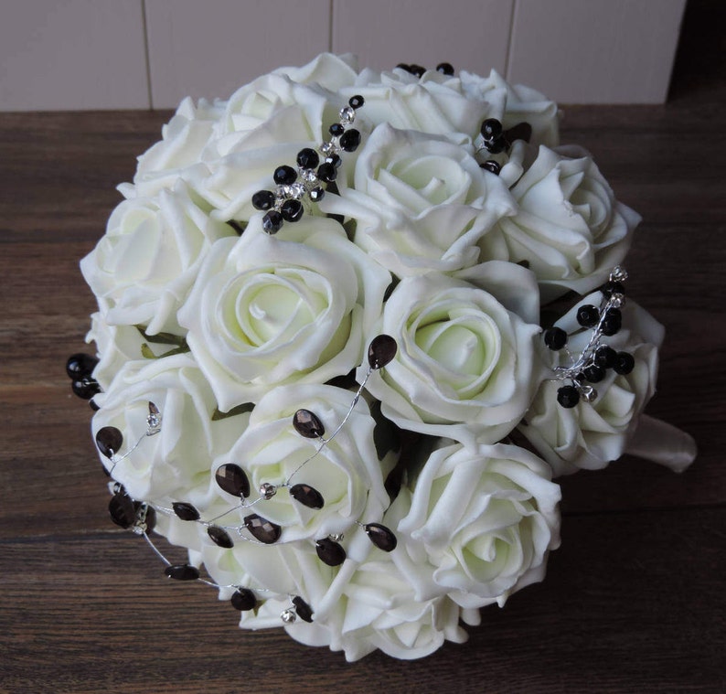 Artificial White Rose Wedding Bouquet image 2