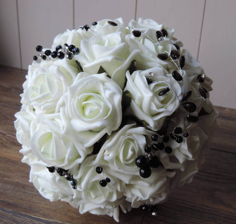 Artificial White Rose Wedding Bouquet image 1