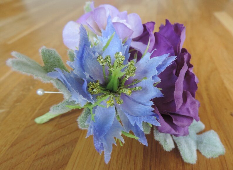 Purple Buttonhole Wedding Buttonhole Purple Wedding Flowers Artificial flowers Grooms Buttonhole Lisianthus Buttonhole Ladies Corsage