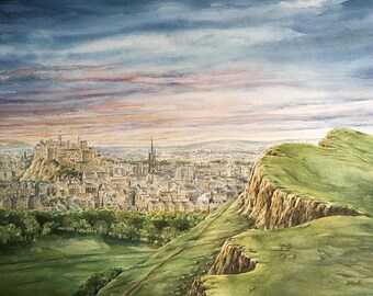 Edinburgh Castle, Sunset from The Crags, Arthur&#39;s Seat, Edinburgh