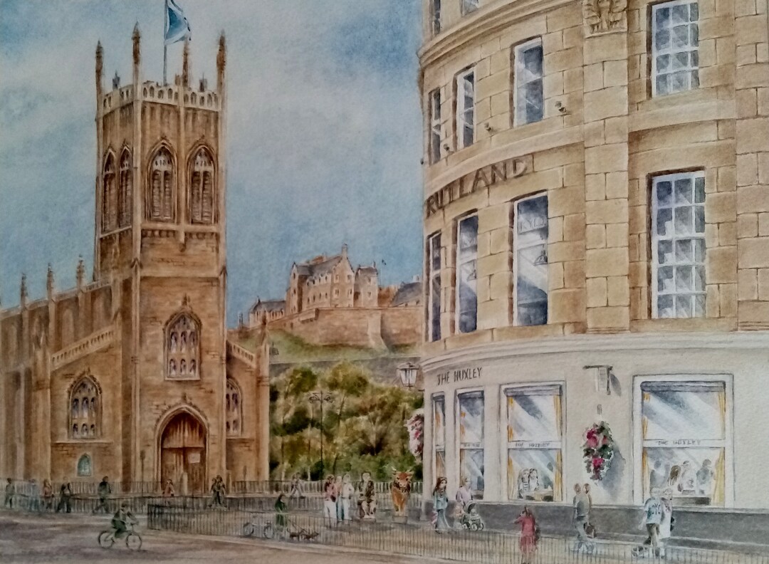 Edinburgh Castle and the West End, Limited Edition Print of Painting by ...