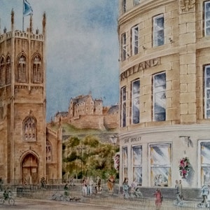 Edinburgh Castle and the West End, Limited Edition Print of Painting by Norma Robinson