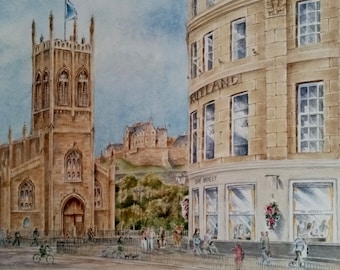 Edinburgh Castle and the West End, Limited Edition Print of Painting by Norma Robinson