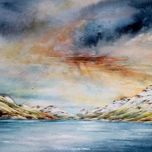 Scottish Landscape - Storm over Loch Lomond, Print from Original watercolour, by Norma Robinson.