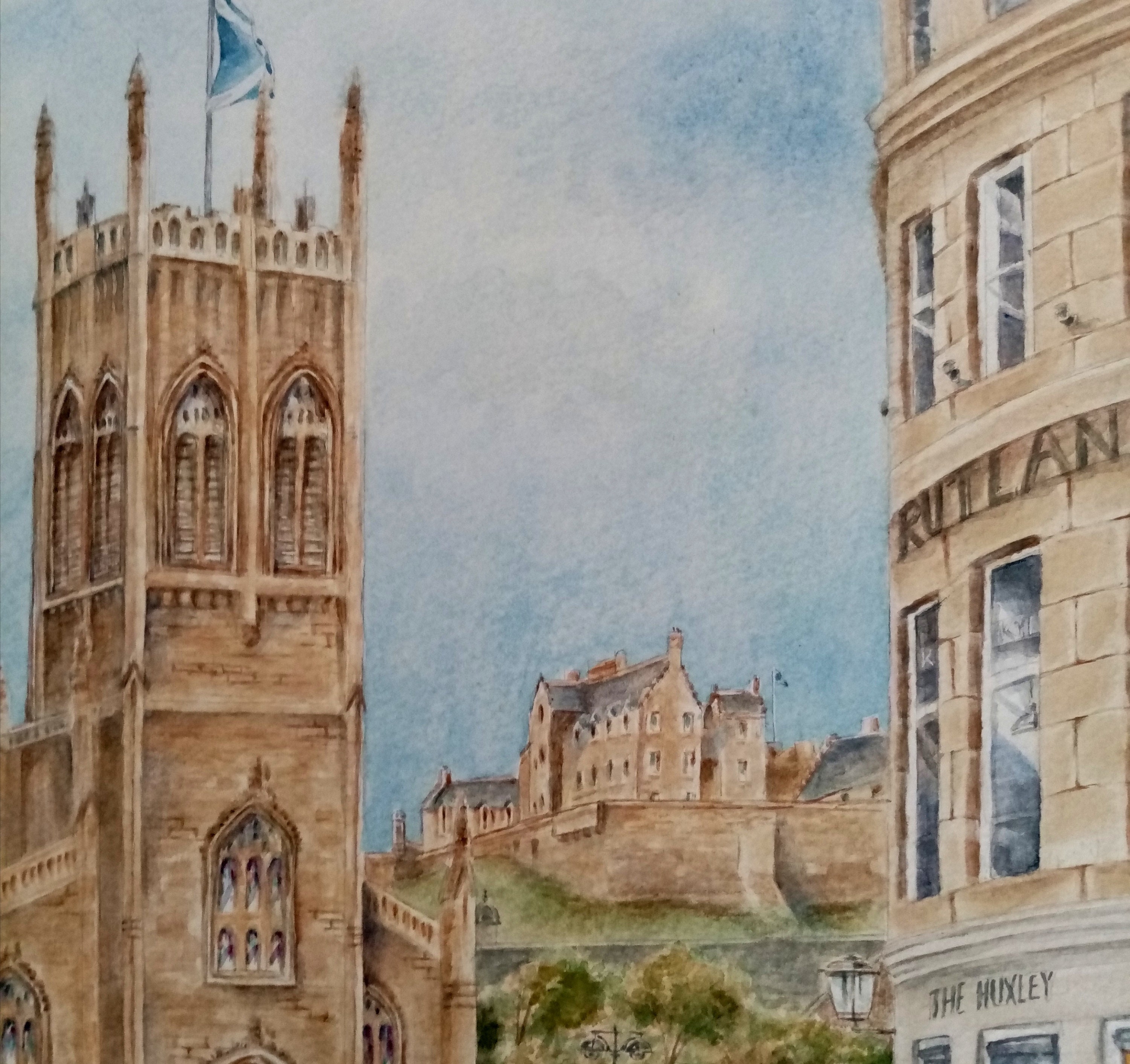Edinburgh Castle and the West End, Limited Edition Print of Painting by ...