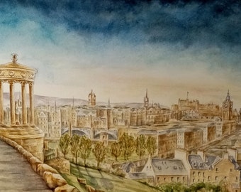 Edinburgh, Limited Edition Print from original watercolour by Norma Robinson