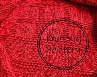 PDF KNITTING PATTERN Red Blanket English Easy Pattern