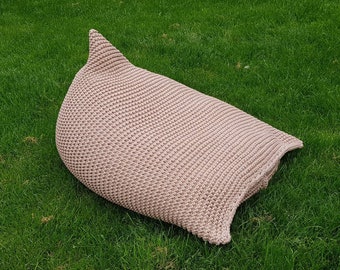 Knitted bean bag - colours, pouf Seat, Crochet Pouf, ottoman