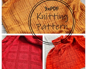 3 PATTERNS PDF KNITTING baby blanket pdf pattern