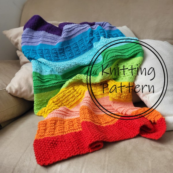 PDF KNITTING PATTERN Rainbow Blanket