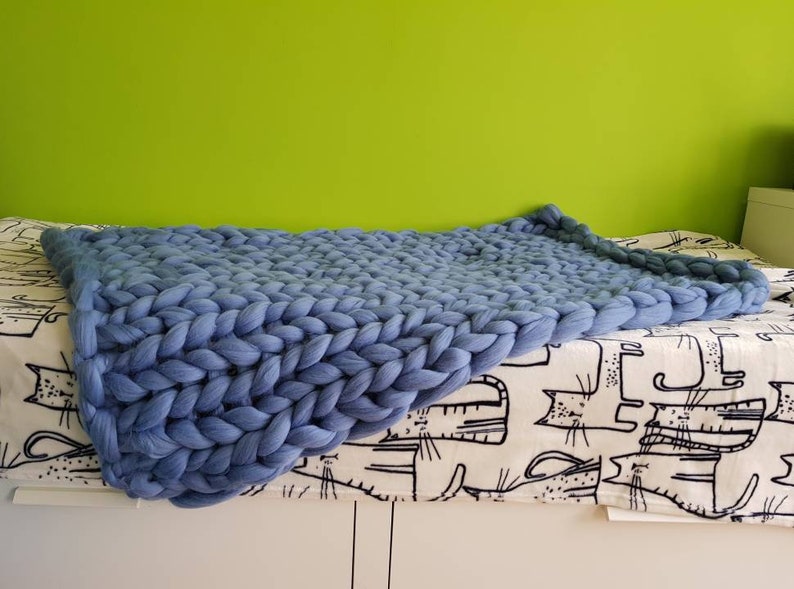 Merino wool Many Sizes Chunky knit blanket 100 wool wool Etsy