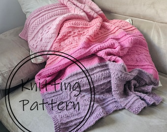 Easy PDF Knitting Pattern Roses Blanket