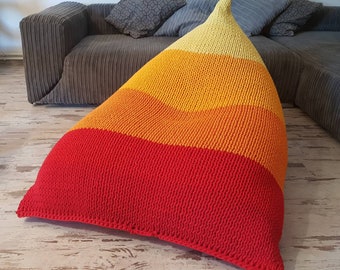 Knitted bean bag - colours, pouf Seat, Crochet Pouf, ottomannursery footstool