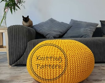 PDF KNITTING PATTERN Yellow pouf