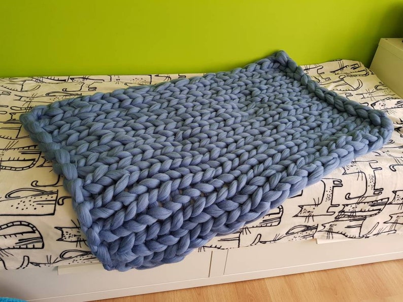 Merino wool Many Sizes Chunky knit blanket 100 wool wool Etsy