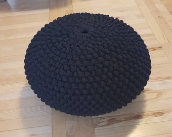 Chunky Knitted Pouf - colours, Light Grey, Seat, Crochet Pouf, ottoman, footstool nursery footstool