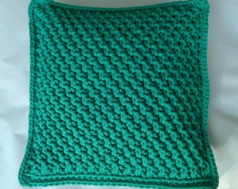 Knitted Pillow Case - colours, Pillow, Cover, Crochet Pillow, Cushion, Wooden Buttons