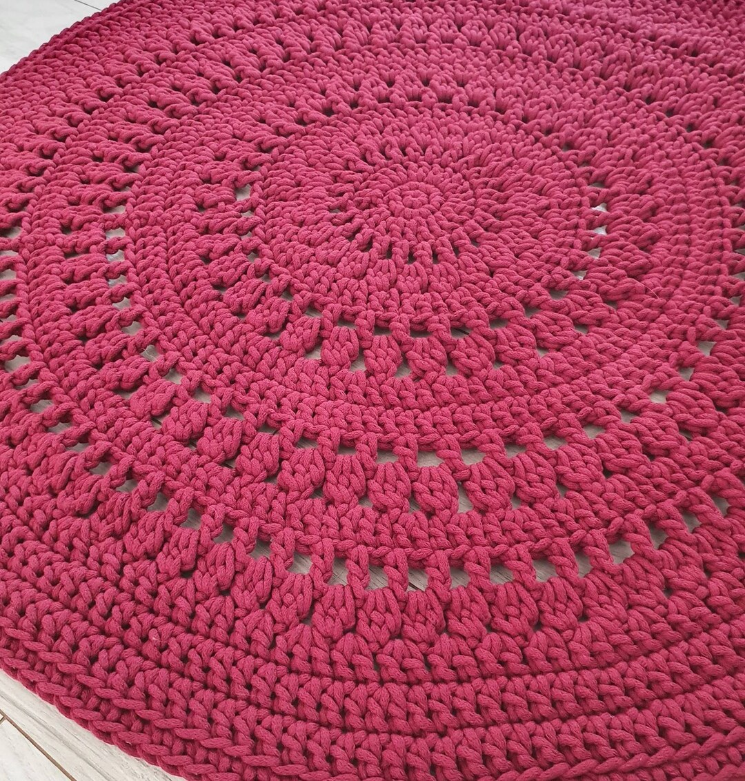 Crochet Round Rug Colours Knitted Carpet Scandinavian Style Crochet