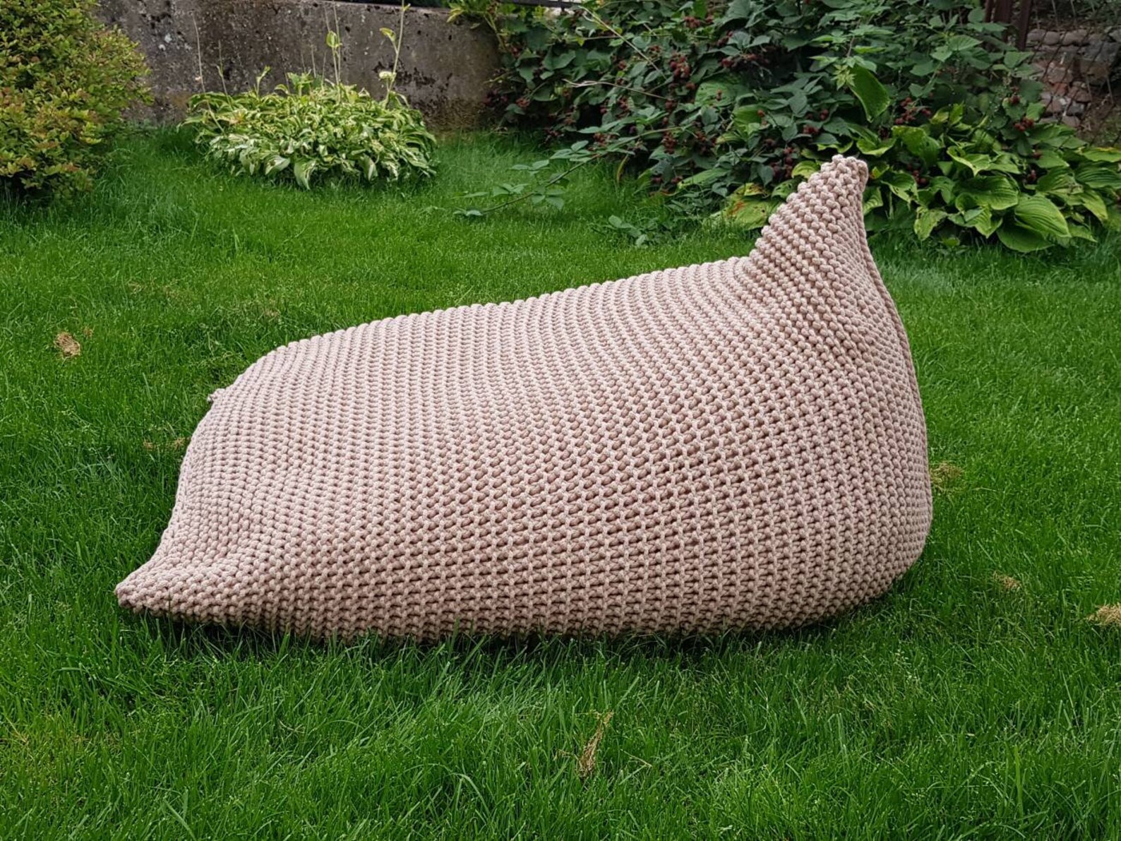 Knitted Bean Bag Colours Pouf Seat Crochet Pouf Ottoman Etsy