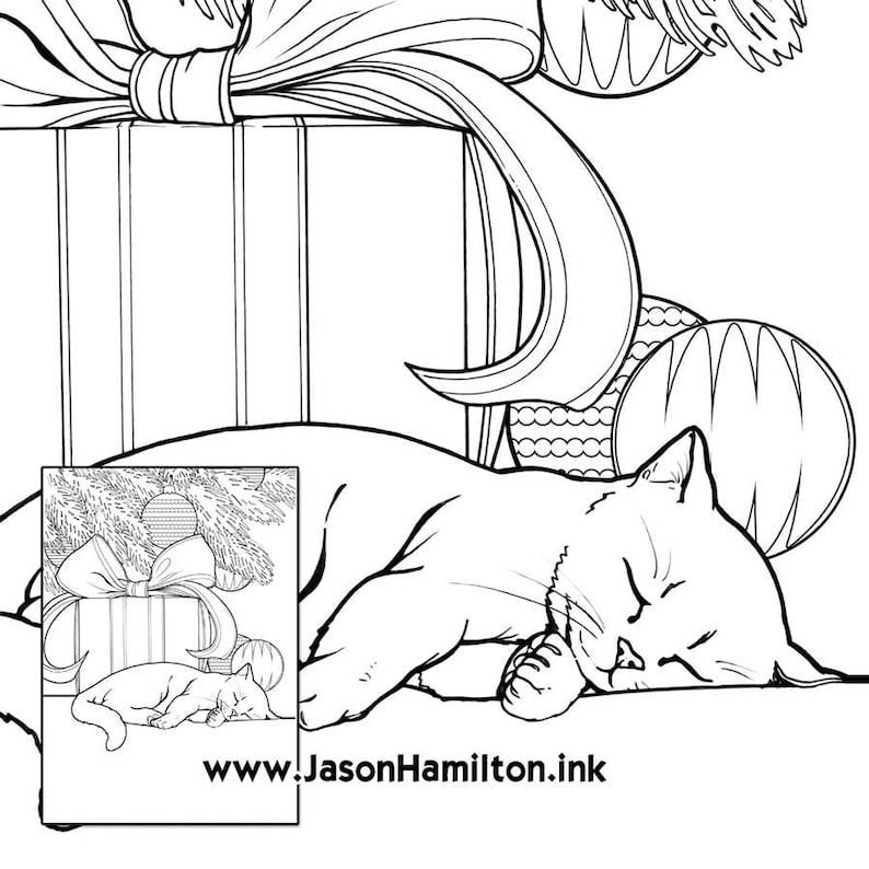 Sleeping Kitten Coloring Page PDF Instant Download Coloring | Etsy