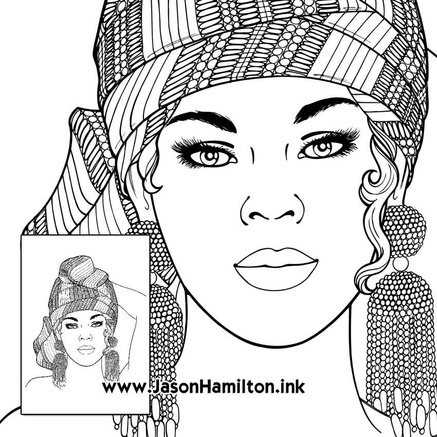Download Jamaica Woman Coloring Page With Coloring Tutorial Pdf Etsy