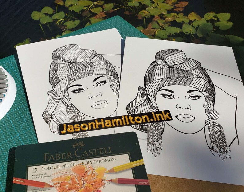 Jamaica Woman coloring page with coloring tutorial PDF | Etsy