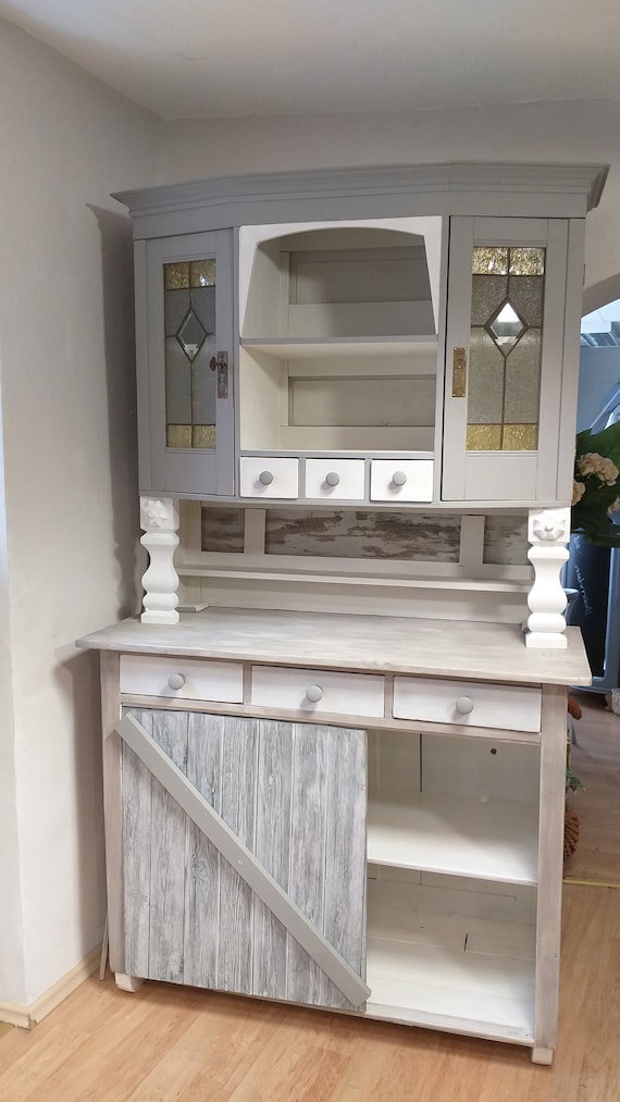 Buffet Cabinet Kitchen Cabinet Sliding Door Shabby Etsy