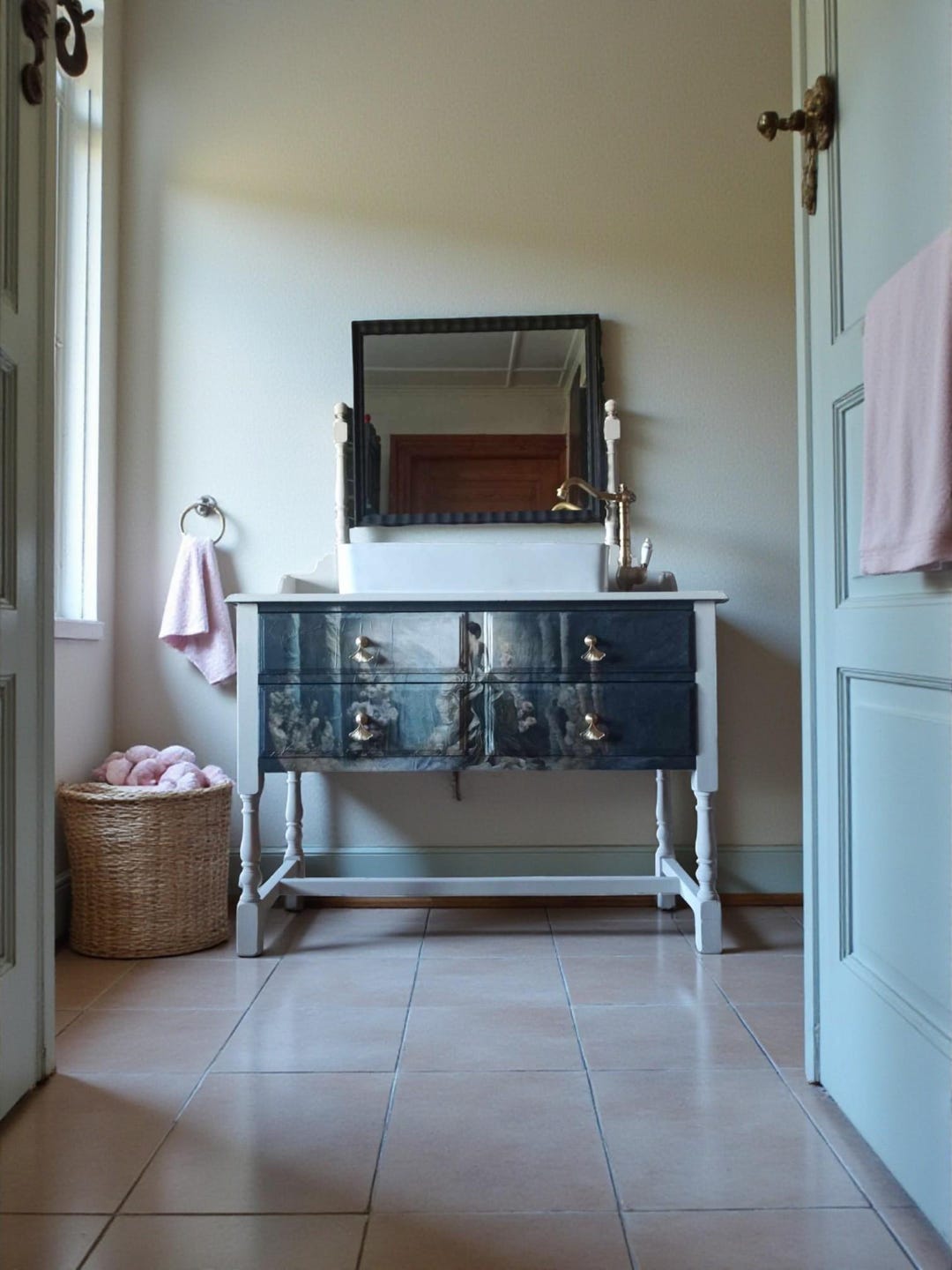“luisa” Vanity Unit – Vintage Bathroom Furniture, Cream and Black ...
