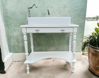 Waschtisch Tisch Becken Shabby Weiß