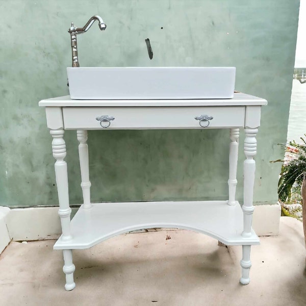 Waschtisch Tisch Becken Shabby Weiß