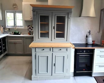 Buffet Cabinet Kitchen Cabinet Grey Natural Shabby Sideboard