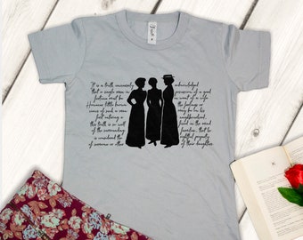 Pride and Prejudice shirt, Jane Austen t-shirt, Book incipit, book lovers, reading literature