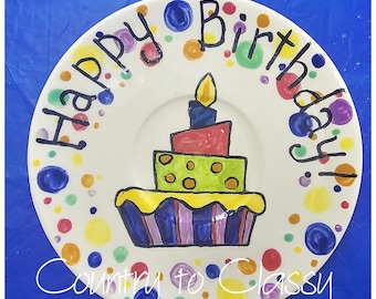 Birthday plate, handmade, Keepsake plate, ceramic, one of a kind, special occasion