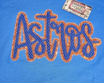 Astros embroidery,  Astros shirt, embroidery tshirt, womens tshirt, Astros tshirt, Astros sparkle, Astro fan
