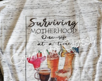 Surviving motherhood tank, Summer tank, Inspirational shirt, Colorful tank, Fun tank top, Mom apparel, Momma shirt, Racer back tank