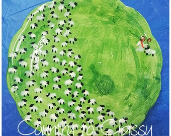 Handmade, ceramic, one of a kind, special occasion, Sheep, he left the 99 plate, spiritual plate, Christian