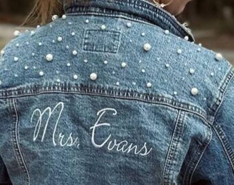 Personalized jacket, bride denim jacket, embroidered jacket, blue jean jacket,  handmade jacket, new name jacket, custom jean jacket