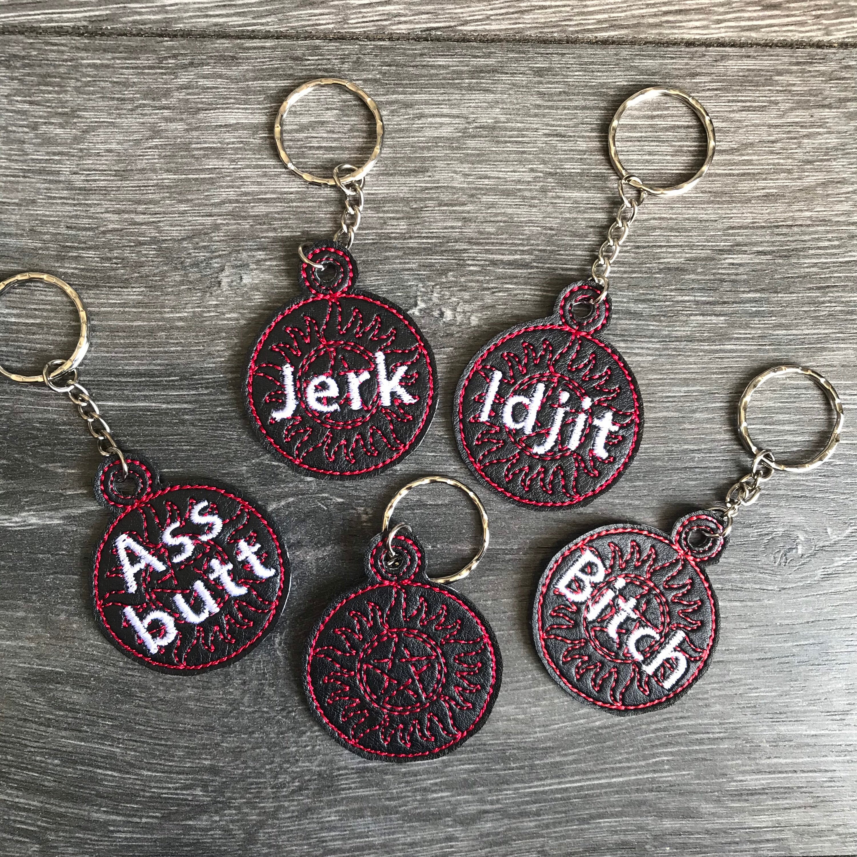 Supernatural Insults Inspired Keyrings Pentagram Keyfobs Etsy