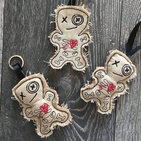 Voodoo doll keyring bag charm hanging decoration embroidered Etsy
