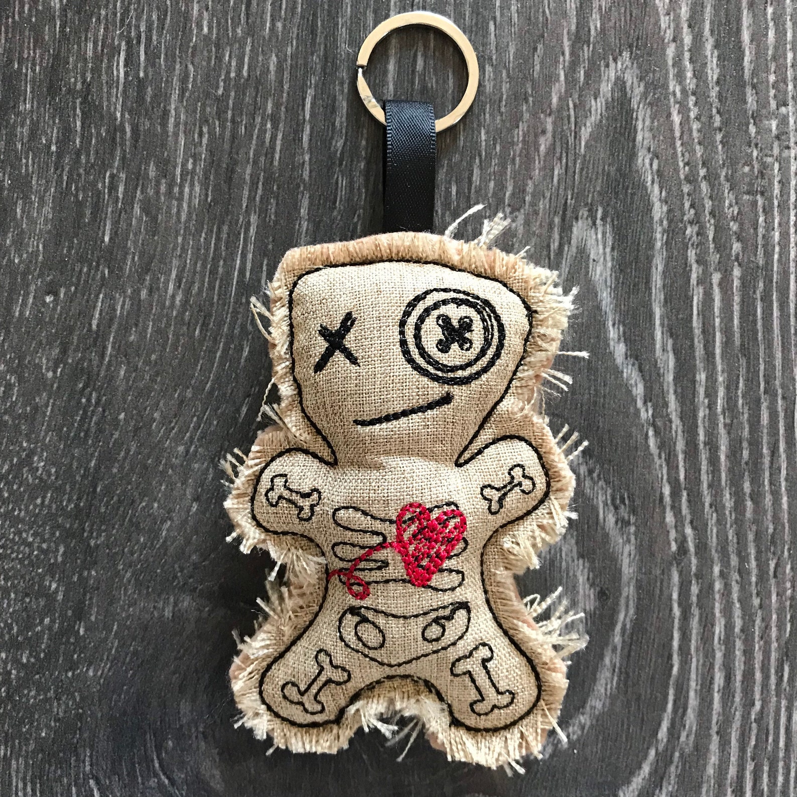 Voodoo doll keyring bag charm hanging decoration embroidered Etsy