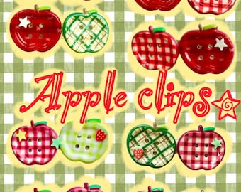 2 x Apple Button Clips ( 6 colours)