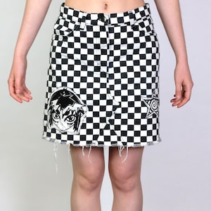 Black and white checkered skirt etsy shop